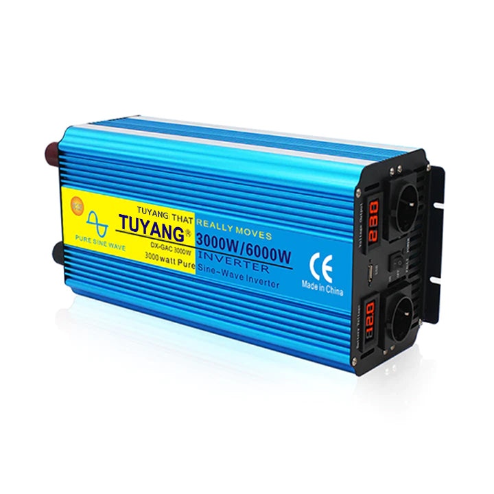 Tuyang 3000W Pure Sine Wave Power Inverter DC 12V to AC 230V with 2 LCD Display